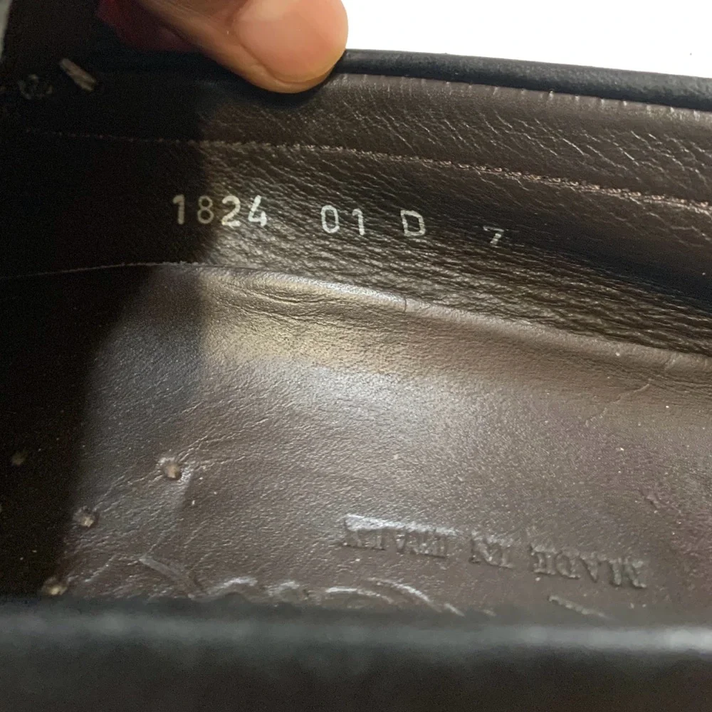 7 / Santoni Black Leather Loafers